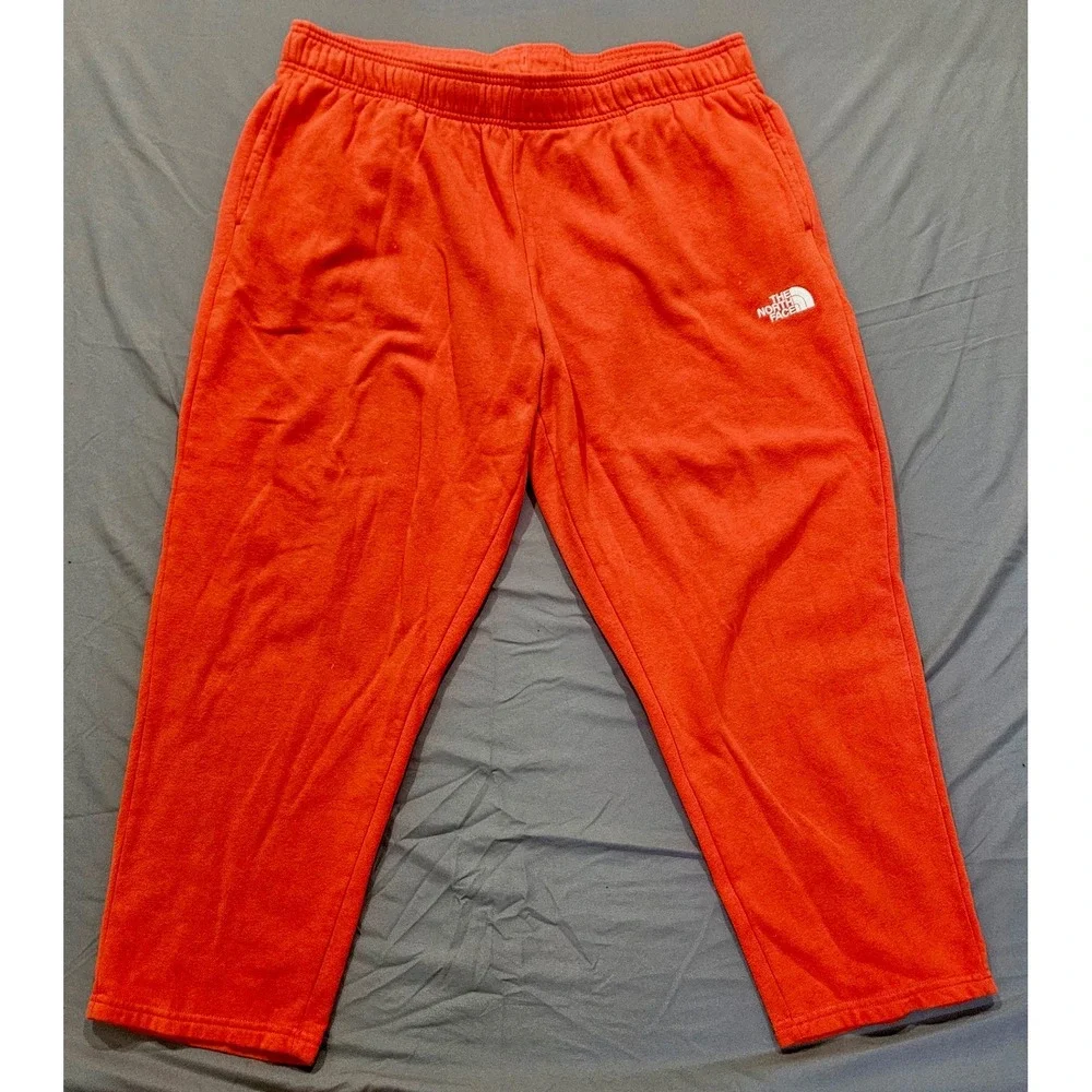 The North Face Sweatpants Mens L Orange Good Fleece Logo Joggers NF0A3Y9I